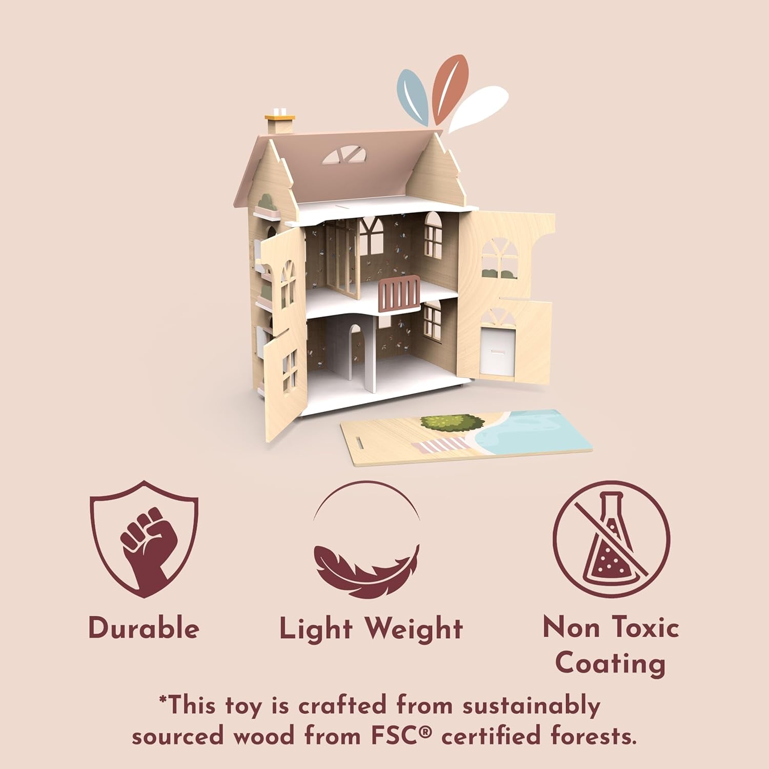 Maison de Poupée en Bois Flowers Cottage Multicolore - Set de Démarrage