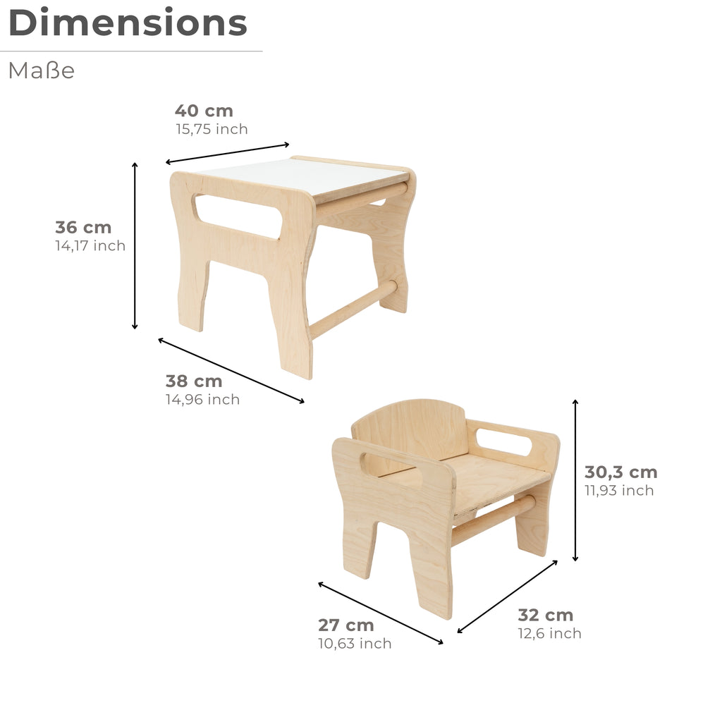 MAMOI® Mobilier élégant pour chambre d'enfant : table pour enfants avec chaises - ensemble de table et chaises de bureau - chaise pour enfants.