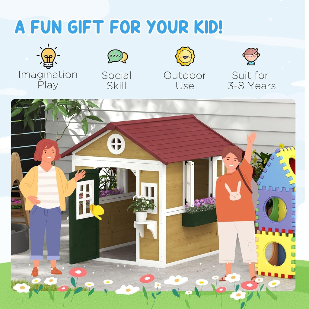 Maisonnette de Jardin en Bois Beige avec Grandes Fenêtres