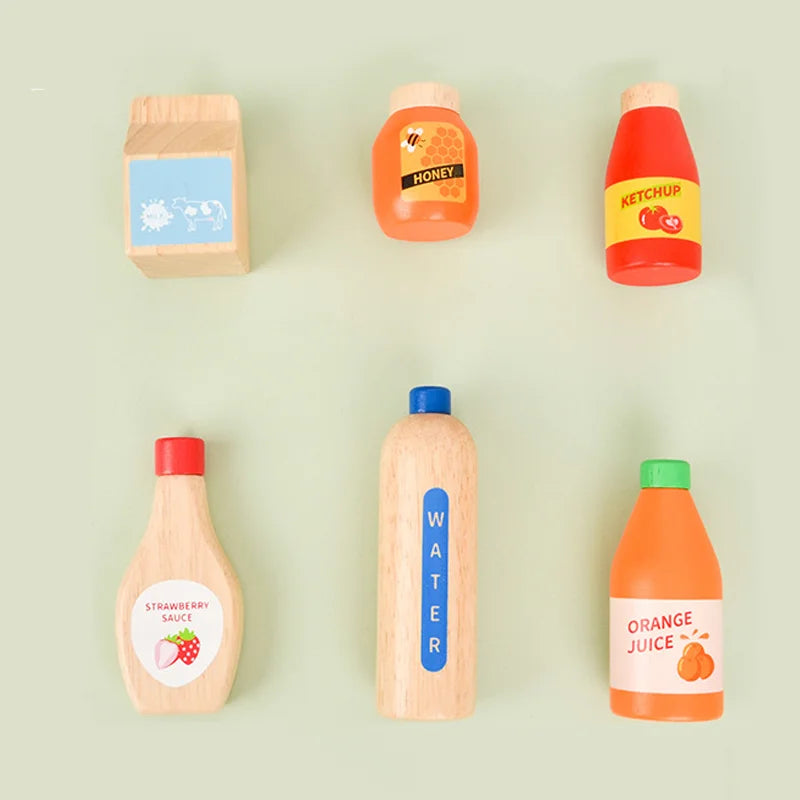 Ensemble de Nourriture et Boissons en Bois Multivariante