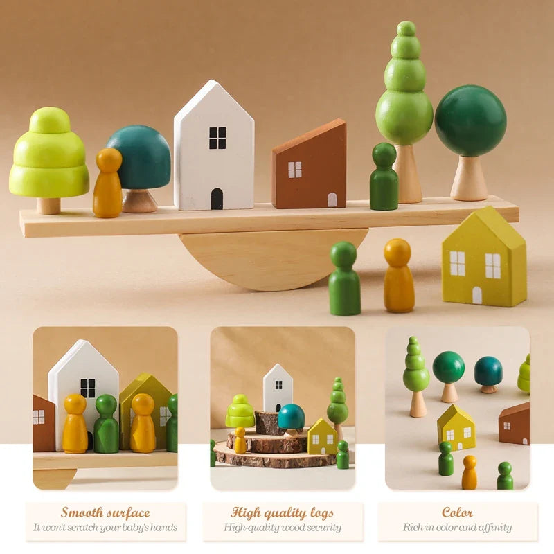 Jouet en bois Montessori empilage et enfilage pour enfants multivariante