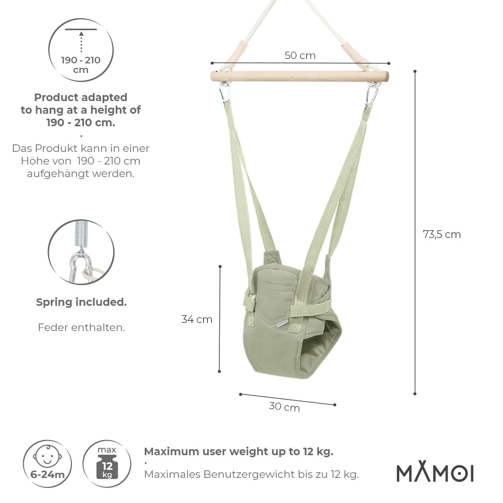 MAMOI® Balancelle pour bébé, Siège balançoire, Chaise à bascule intérieure, Sauteur pour tout-petit, Balançoires de cadre de porte, Sauteurs et balancelles pour bébés à partir de 6 mois