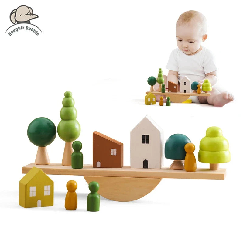 Jouet en bois Montessori empilage et enfilage pour enfants multivariante