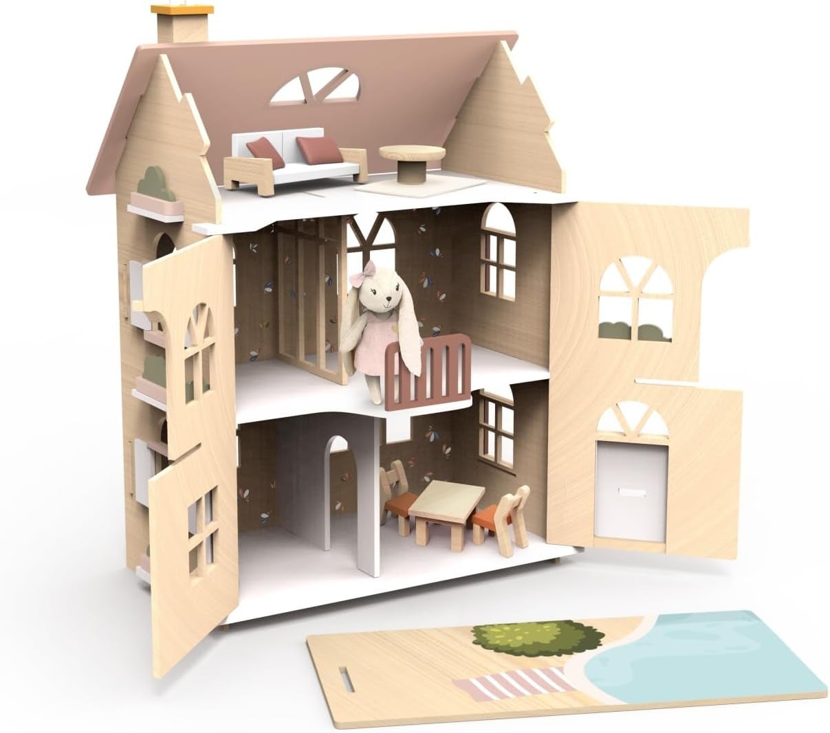 Maison de Poupée en Bois Flowers Cottage Multicolore - Set de Démarrage