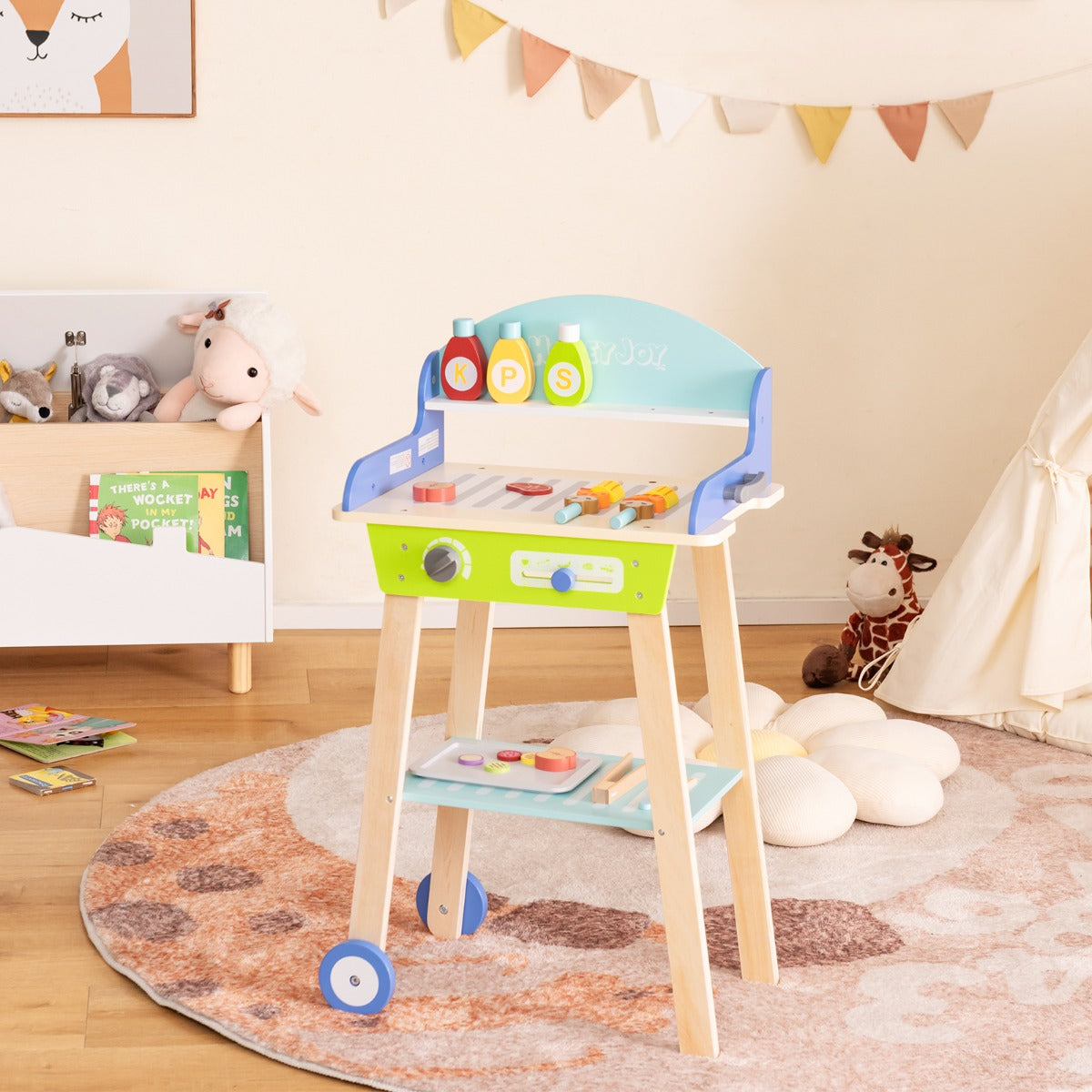 Ensemble de Jeu Barbecue en Bois NNECW avec Accessoires de Grillade